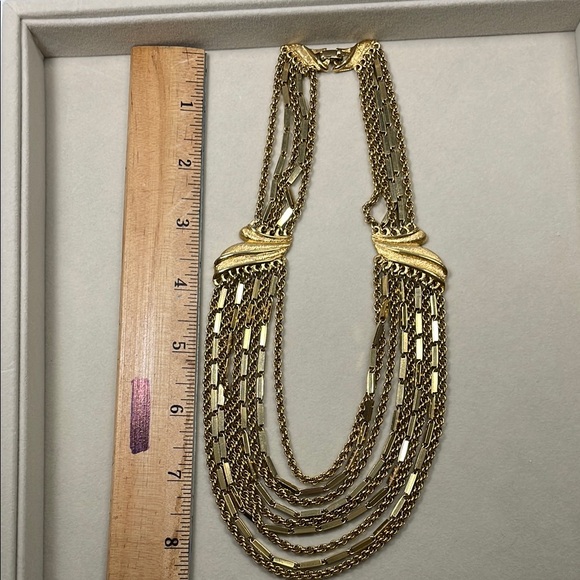 Monet Vintage Rare Gold Tone Multi-Strand Necklace - Picture 5 of 6